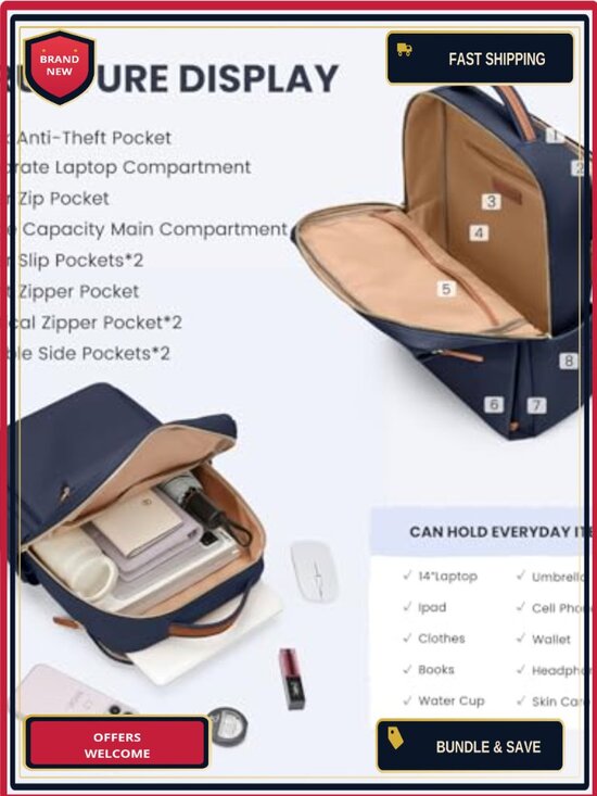 Waterproof Laptop Backpack for Women with 16\